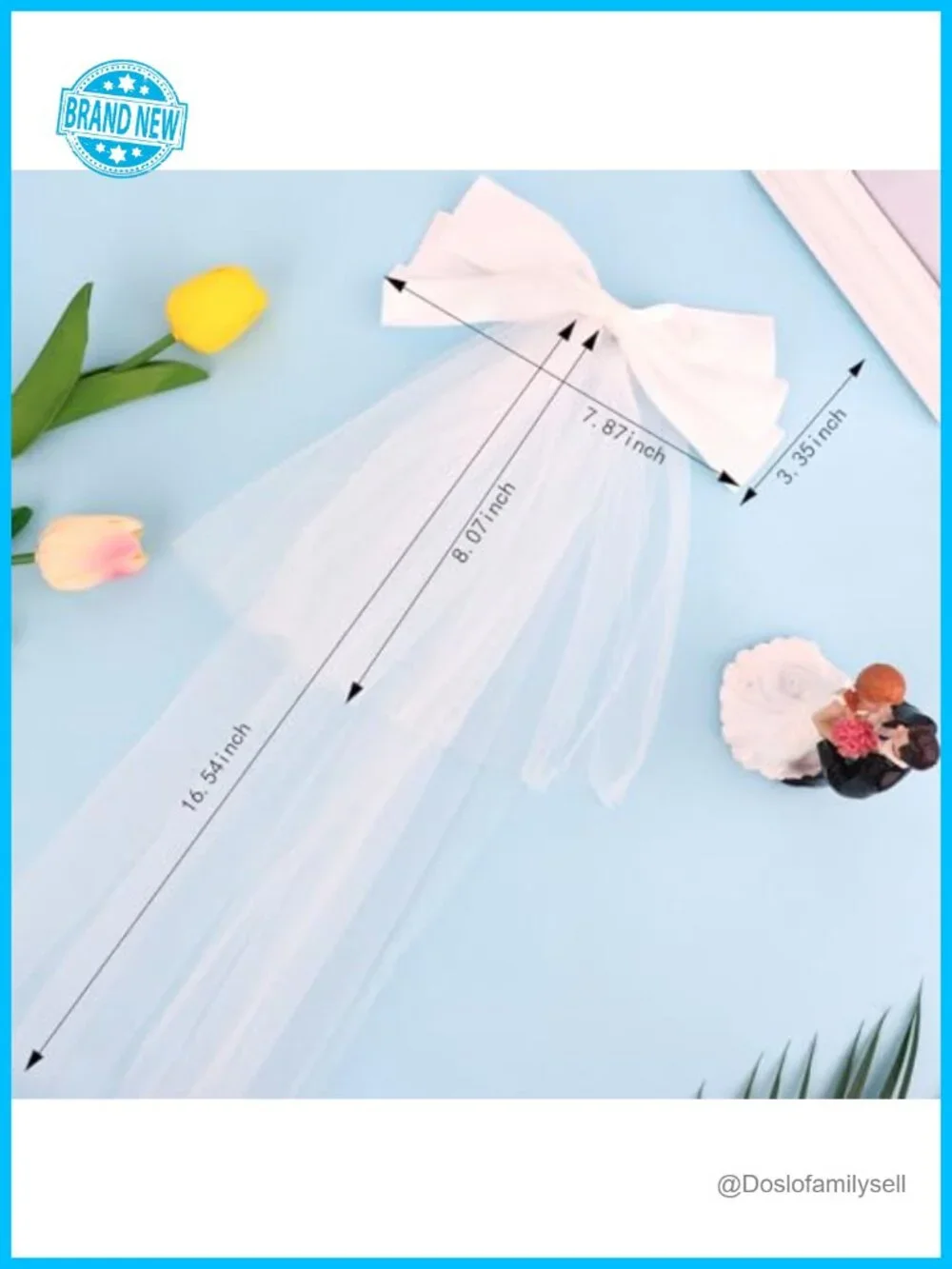 Bow Veil Hair Clip Wedding Bridal Bachelorette Party Decor Double-Layer Tulle